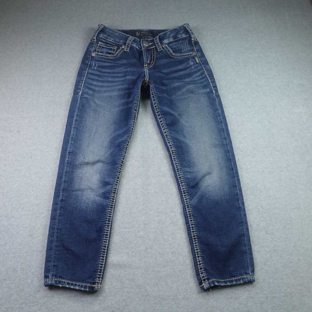 Silver Jeans Suki Womens 26 Blue Joga Mid Capri Stretch Denim